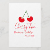 Cherry two 2nd birthday red cherry kids simple 招待状 (正面)