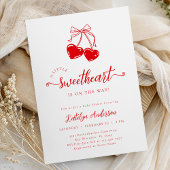 Cherry Valentine Little Sweetheart Baby Shower 招待状