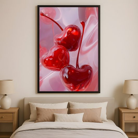 Cherry Vibes – Abstract Heart Cherries Love Art ポスター