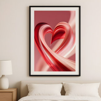 Cherry Vibes Heart Swirl–Modern Love Abstract Art  ポスター