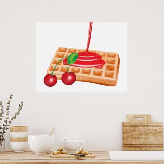 Cherry Waffles Poster ポスター (キッチン)