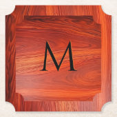 Cherry wood texture custom monogram. ペーパーコースター (正面)