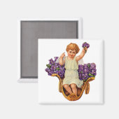 CherubとPurple Flowers Magnet マグネット (正面/裏面)