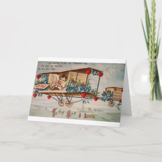 Cherubビクトリアン飛行機バレンタインデーのカード シーズンカード (正面)