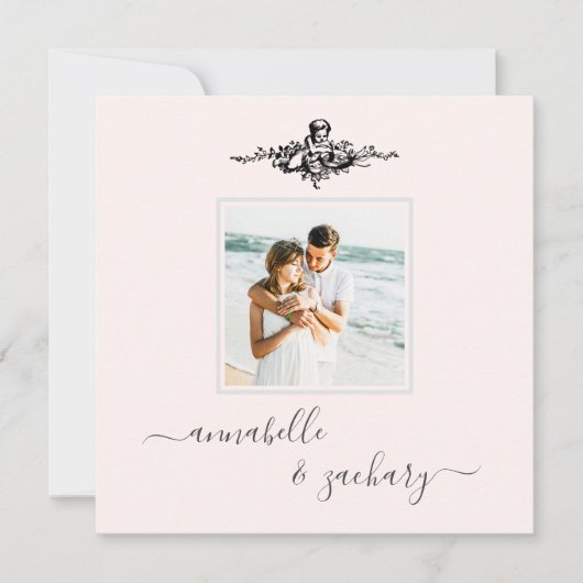 *~* Cherubリングや輪バンドQR写真AR6 RSVP 結婚's 招待状 (正面)