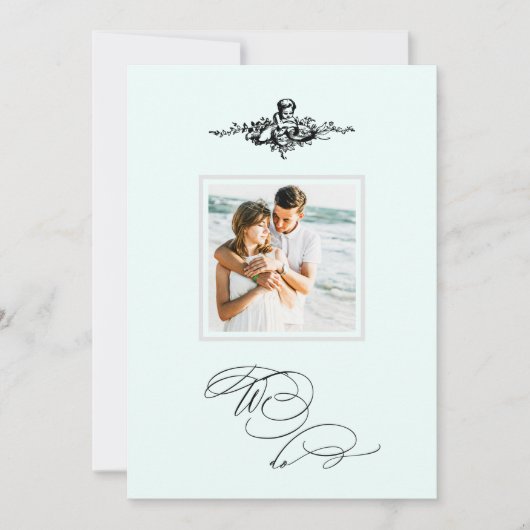 *~* Cherub ビクトリアン写真QR AR6 RSVP結婚's 招待状 (正面)