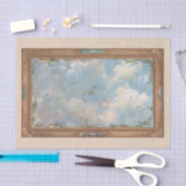 Cherub Angel Sky Clouds金ゴールドフレームアートデコページ 薄葉紙 (クラフト)