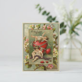 Cherub Angelsとハートヴィンテージ複製 ポストカード (スタンド正面)