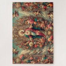 Cherub Angels Jesus Floral Collage