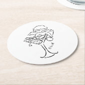 Cherub Cupid Cocktail Wedding Engagement ラウンドペーパーコースター (アングル)