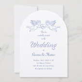 Cherub Cupid Couple Holding Heart Wedding 招待状 (正面)