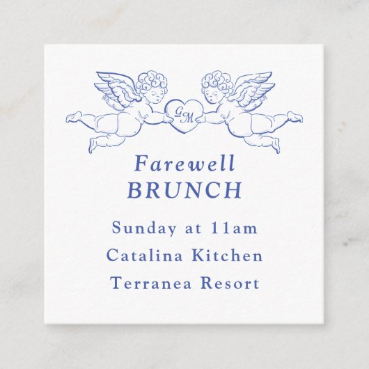 Cherub Cupid Couple Holding Heart Wedding Mini エンクロージャーカード (正面)