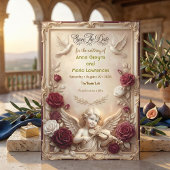 Cherub & Doves Ornate Save The Date マグネット招待状