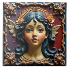 Cherub in Purple and Red タイル