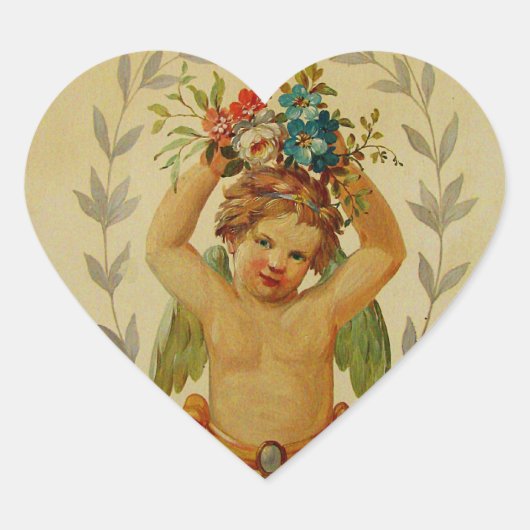 Cherub with Posies ハートシール (正面)