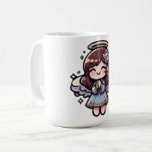 Cherubic Anime Angel – 天使、かわいい、 コーヒーマグカップ (正面左)