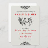 Cherubs結婚式の日付を保存 案内状 (正面/裏面)