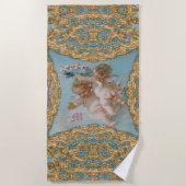 Cherubs at 遊 Baroque Monogram ビーチタオル (正面)