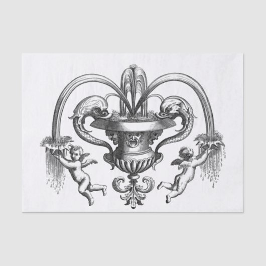 Cherubs Decopageとのヴィンテージ画像 薄葉紙 (正面)