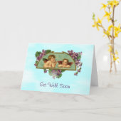 Cherubs Get Well Soonカード カード (黄色い花)