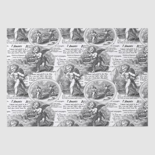 Cherubs in Love Romantic French Toile de Jouy 薄葉紙 (正面)