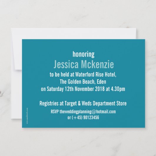 Chervilグラフィックモダンスのブライダルシャワー招待状 招待状 (裏面)