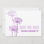 Chervilグラフィックモダンフラワーパープル日付を保存 案内状 (正面)