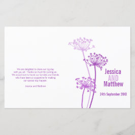 Chervilグラフィック紫の花結婚式 プログラム