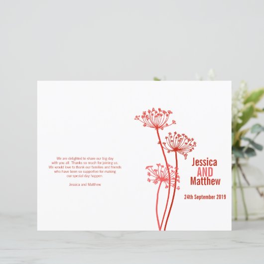 Chervilグラフィック赤い花結婚式 プログラム (スタンド正面)