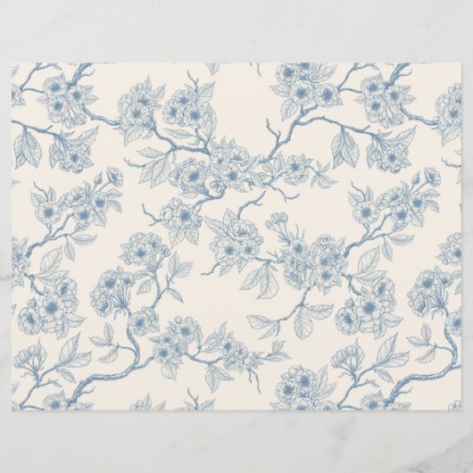 Chery blossom branches in blue and off white (裏面)