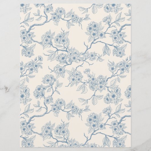 Chery blossom branches in blue and off white (正面)
