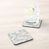 Chery blossom branches in blue and off white コースター (右側)