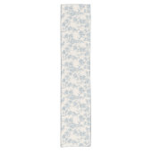 Chery blossom branches in blue and off white ショートテーブルランナー (正面)