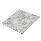 Chery blossom branches in blue and off white タイル (側面)