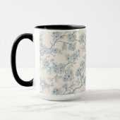 Chery blossom branches in blue and off white マグカップ (左)