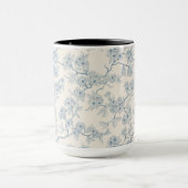 Chery blossom branches in blue and off white マグカップ (中央)