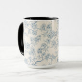 Chery blossom branches in blue and off white マグカップ (正面左)