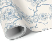 Chery blossom branches in blue and off white ラッピングペーパー (ロールコーナー)