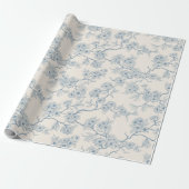 Chery blossom branches in blue and off white ラッピングペーパー (アンロールド)