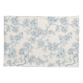 Chery blossom branches in blue and off white 枕カバー (裏面-左)