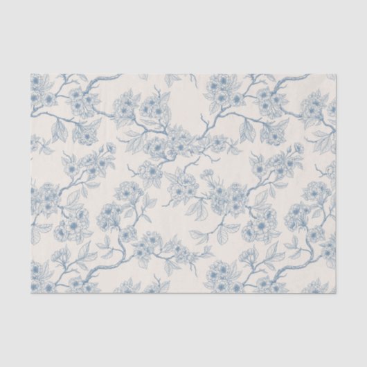 Chery blossom branches in blue and off white 薄葉紙 (正面)
