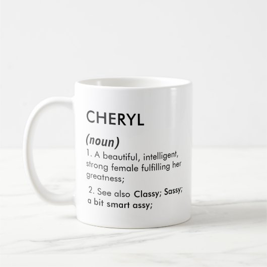 Cheryl name, Editable name, Custom name コーヒーマグカップ (左)