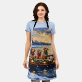 Chesapeake Bay Retriever Christmas Boat Holiday エプロン (着用した状態)