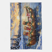 Chesapeake Bay Retriever Christmas Boat Holiday キッチンタオル (縦)