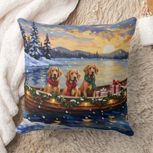 Chesapeake Bay Retriever Christmas Boat Holiday クッション (ブランケット)