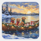 Chesapeake Bay Retriever Christmas Boat Holiday スクエアシール (正面)