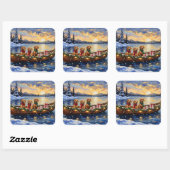 Chesapeake Bay Retriever Christmas Boat Holiday スクエアシール (シート)