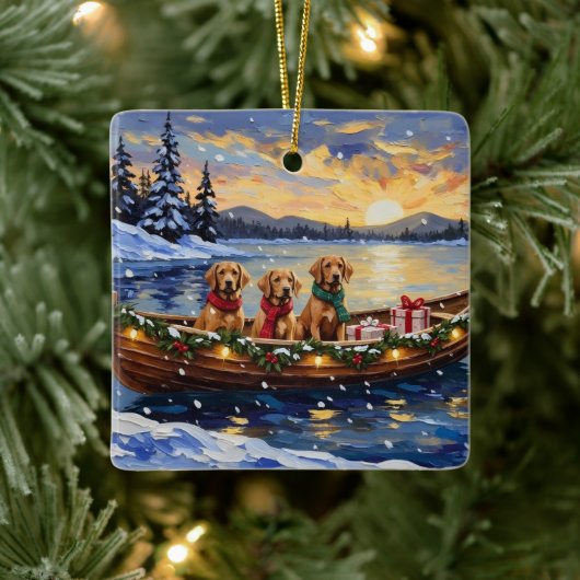 Chesapeake Bay Retriever Christmas Boat Holiday セラミックオーナメント (ツリー)