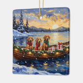 Chesapeake Bay Retriever Christmas Boat Holiday セラミックオーナメント (左)