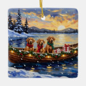 Chesapeake Bay Retriever Christmas Boat Holiday セラミックオーナメント (正面)